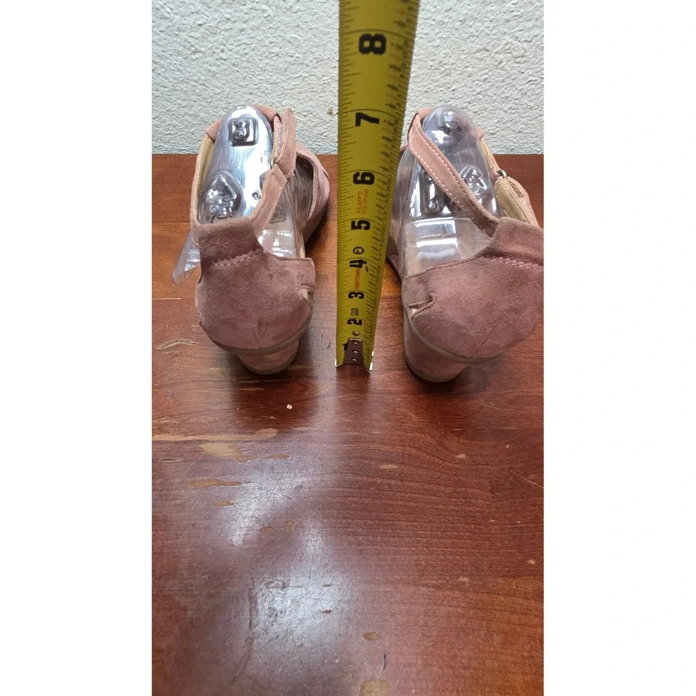 Earth Curvet Wedge Sandals Womens 7.5B Blush‎ Pink Suede Pleated Comfort Shoes